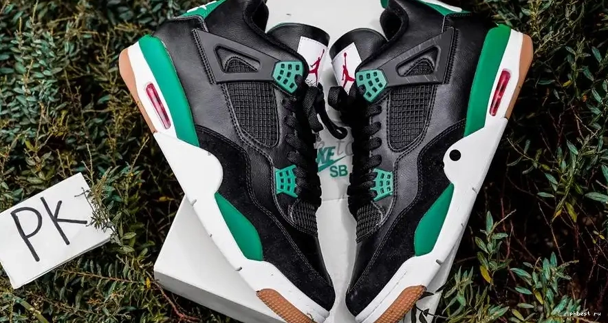 RETAIL GOD TO PK Black Jordan 4 Green SHIP SB MATERIALS READY Retro 0511